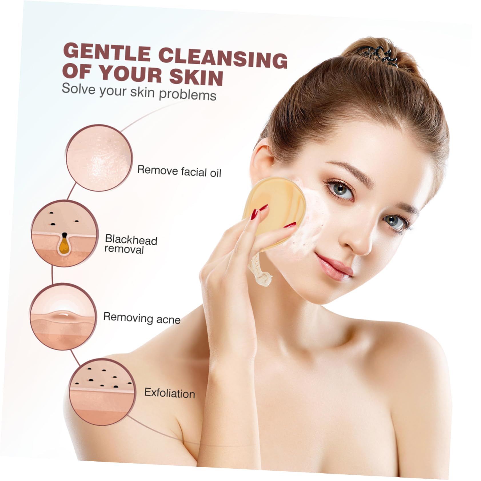 HAKIDZEL Facial Brush for Deep Cleansing and Gentle Exfoliation Home Face Scrubber with Comfortable Handle Blackhead Removal Makeup Application Tool
