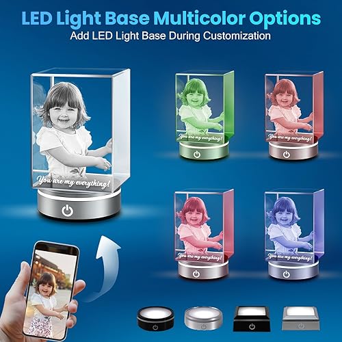 Miniatura 5 de Foto de cristal 3D personalizada, regalos de fotos de Navidad personalizados para mujeres, esposa, mamá, papá, ella, él  Foto láser grabada al