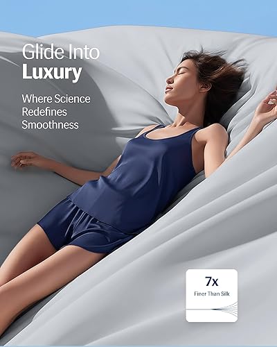 Miniatura 4 de REST Evercool+ Juego de sábanas refrescantes, tamaño Cali King, color gris claro, sábanas transpirables para personas que duermen con calor y