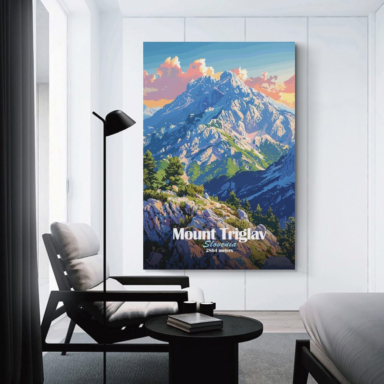 Junmoney Unframe-Style-16 Mount Triglav Slovenia Wall Art Print, 20X30inch(50X75cm), For Entryway, Lounge Links Or Small Walls, Decorative Canvas Styling For Entry Areas