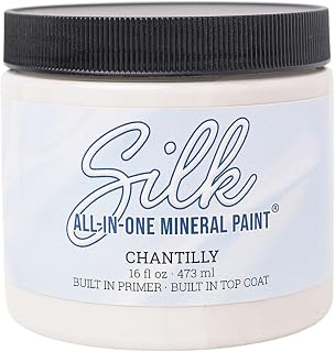 Dixie Belle Silk All-in-One Mineral Paint | Chantilly (16oz) | Warm Off White With Beige Undertones All-in-One Water Based Primer + Topcoat | Durable Furniture Paint | Low Reflective Finish