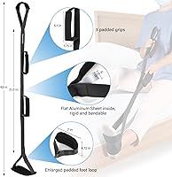 Vista 5 de Levantador de piernas de 43 pulgadas de largo para reemplazo de cadera, correa rígida para recuperación de cirugía de reemplazo de rodilla