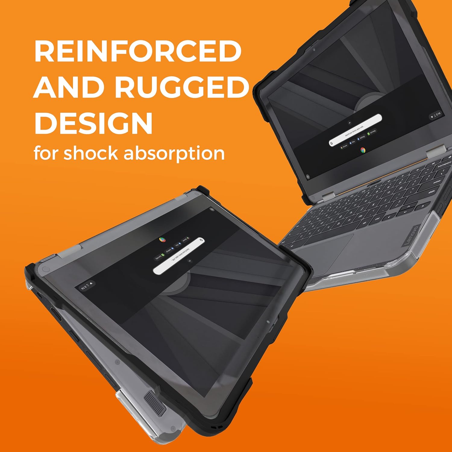 Gumdrop SlimTech Chromebook Cover ONLY Compatible with Lenovo 300e | 300w | 500e |500w 3rd Generation 500e Yoga (2in1) 11.6 inch Reliable Protection Students at School & Professionals-Black