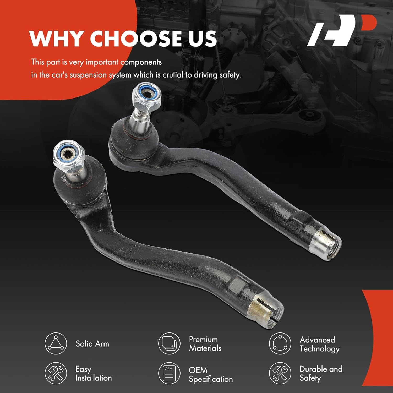 A-Premium 2 x Front Outer Tie Rod Ends, Compatible with Mercedes-Benz ML320 1998-2003, ML350 2003-2005, ML430 1999-2001, ML500 2002-2005, ML55 AMG 2000-2003