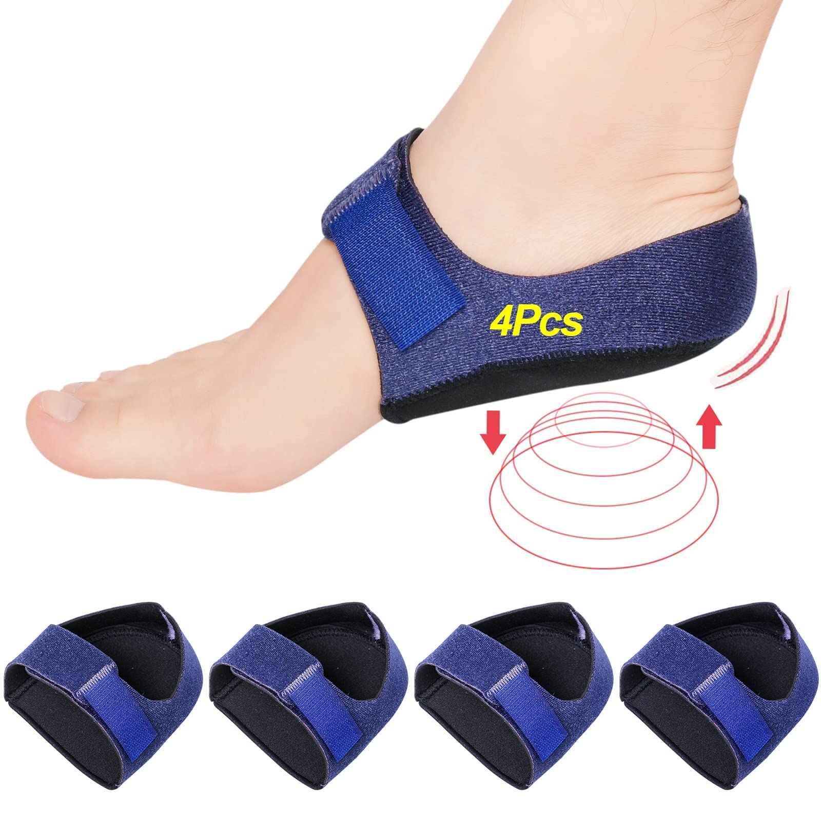 Heel Protectors(4 Pcs), Heel Cups for Heel Pain, Plantar Fasciitis Heel Cups, Heel Pads Great for Heel Pain Relief, Achilles Tendinitis, Heel Spur, Heel Cushion Support for Men & Women (Blue, L Size)