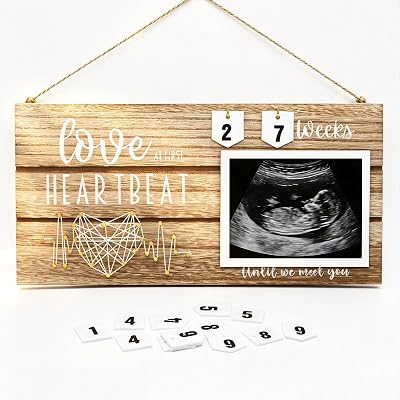 Baby Sonogram Countdown Frame - Fits Standard 4"x3" Ultrasound Photo, Perfect for Pregnancy Announcements, Gender Reveal, Baby-Shower - Ideal Keepsake for New Mom & Future Parents (nature)