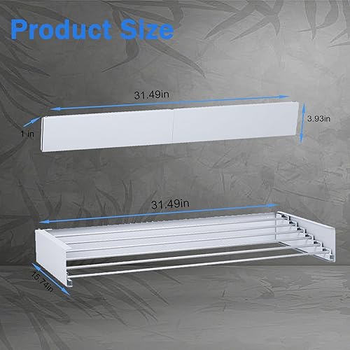Miniatura 7 de Estante de secado de ropa para montar en la pared, plegable, retráctil, de acero inoxidable, plegable, para colgar ropa, toallero de metal,