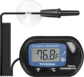 VIVOSUN Termômetro Digital Lcd para Aquário, com Ventosa, para Medir A Temperatura Da Água Em Terrários e Tanques de Peixes, Ideal para Tartarugas.