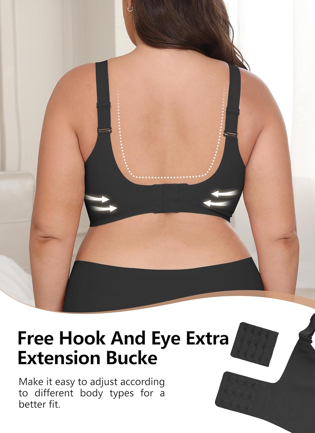 Bras for Women Wireless Push Up Bra Full Coverage No Underwear Seamless Plus Size for Older Women Floral Print - Image 6