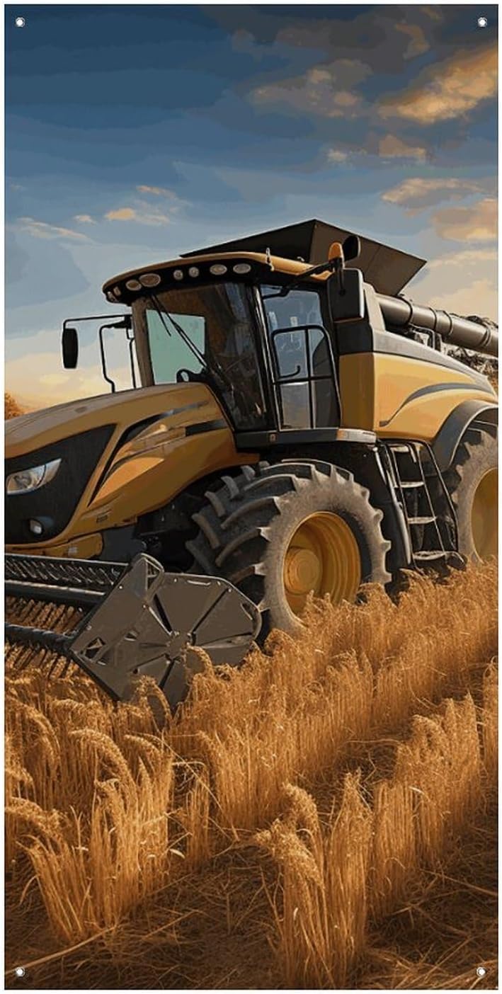 Farm Tractor Harvest Decoration Door Banner Welcome Door Cover