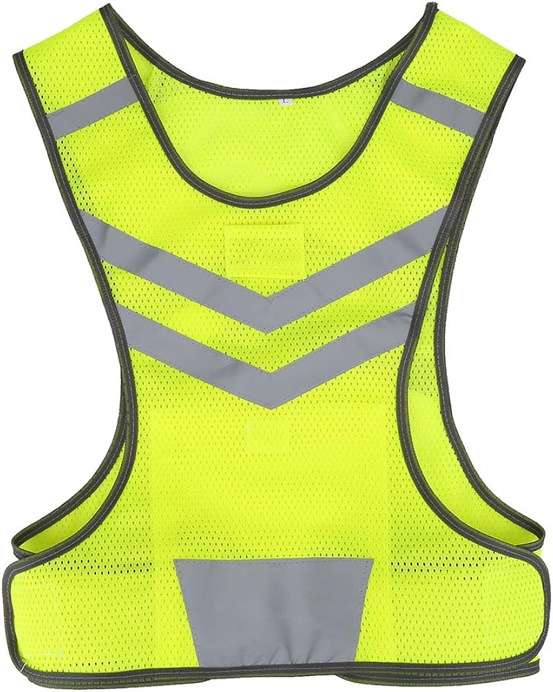 Alomejor Yellow Running Vest High Visibility Adjustable Reflective Safety Vest for Outdoor Sports Running