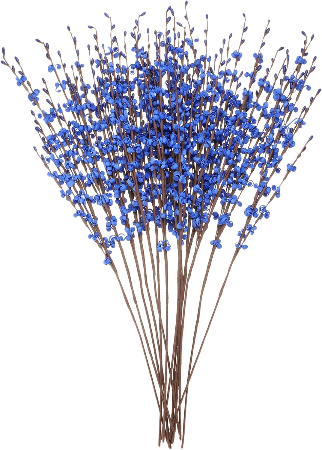 MECCANIXITY 15Pcs Artificial Flowers 22.4" Faux Flowers Fake Bulk Branches Bouquets for Home Office Garden Vase Table Wedding Decoration, Blue