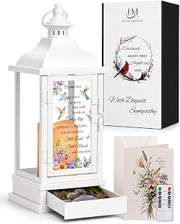 Memorial Lantern with Drawer for Keepsakes, Funeral Sympathy Gift for Loss of Loved One, Remembrance Gift for Mom Dad Husband Wife