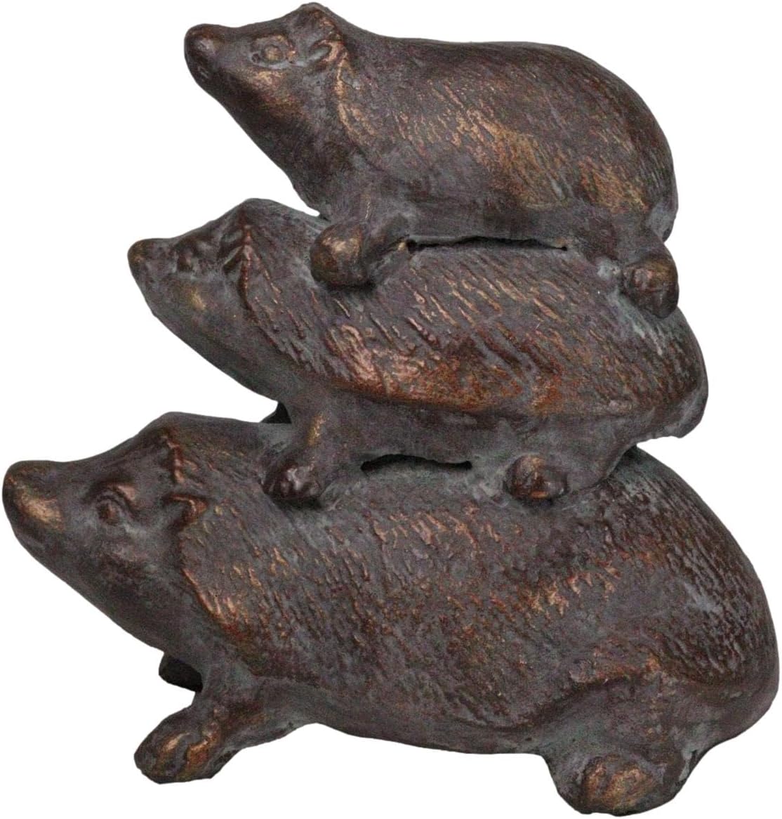 Ebros Gift Cast Iron Whimsical Animal Tiki Totem Spirit Acrobatic Stacked Hedgehog Trio Garden Statue 9.5" Long Rustic Fable Hedgehogs Patio Pool Lawn Outdoors Decorative Sculpture