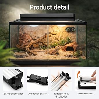 T5 UVB 24W Reptile Light Fixture Combo Kit 10.0 UVB Lighting Bulb & Hood 22inch UVA/UVB Desert Lamp for Reptiles, Terrarium Hood Bearded Dragon, Gecko, Tortoise, Lizard