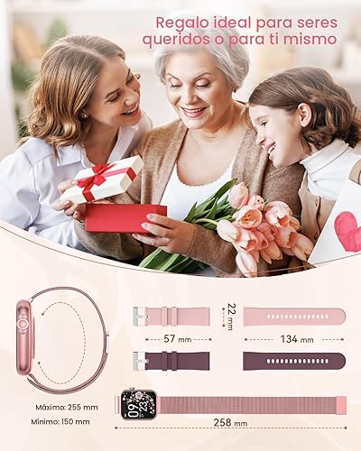 Miniatura 9 de Relojes inteligentes para mujer, reloj de salud para iPhone Android, monitor de sueño/frecuencia cardíaca/spO2/presión arterial, reloj inteligente