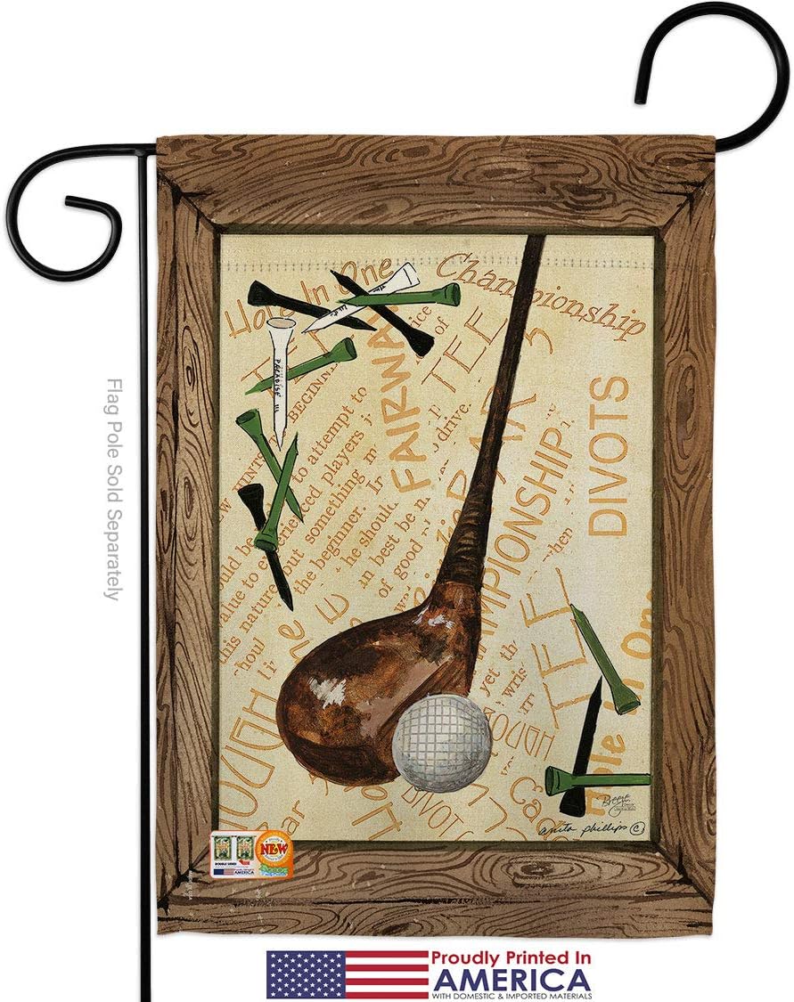 Strike A Golf Ball Garden Flag Set Wall Holder Sports 18 Hole Championship Club Entertainment Activity Physical Small Decorative Gift Yard House Banner Made In USA 13 X 18.5