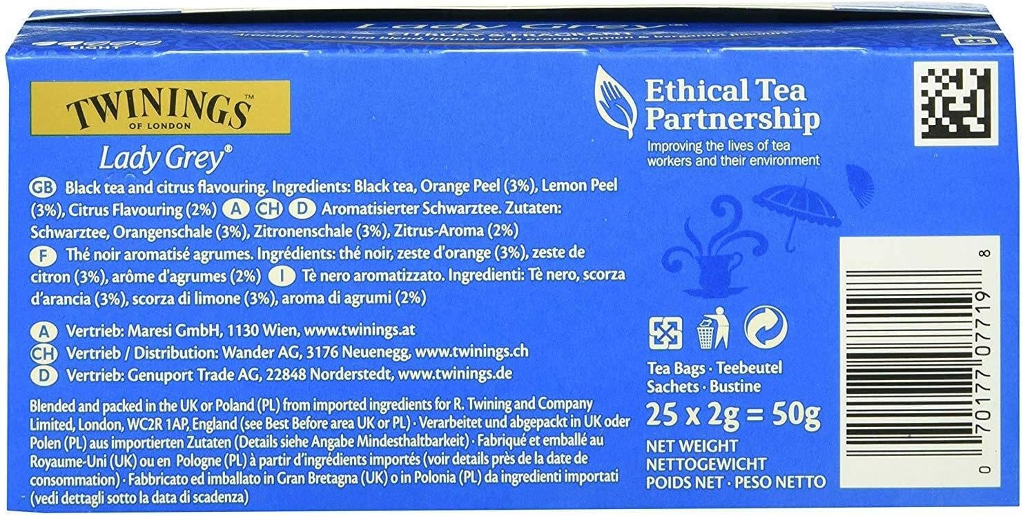 Twinings Lady Grey Tea, 100 torebek herbaty (25 x 4 sztuki)