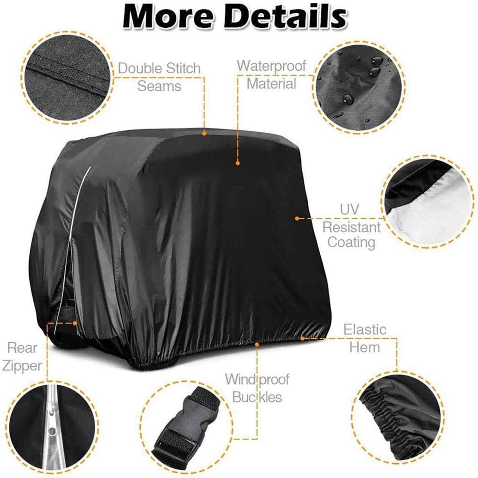 Copertina da Passeggino da Golf Cart per Auto da Club, con Materiale 210D + Rivestimento in PVC Extra, Impermeabile