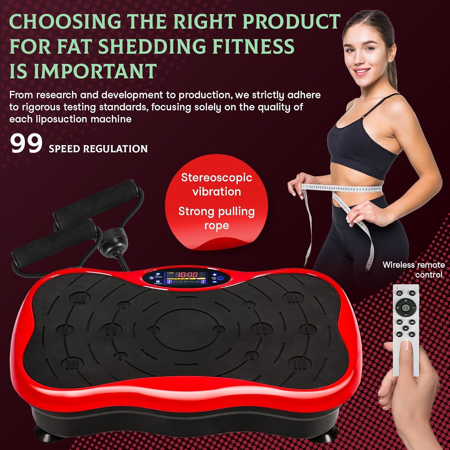 Vibration Plate Exercise Machine, Whole Body Workout Vibration Fitness Platform w/Loop Bands, Home Training Equipment for Weight Loss & Toning Home Gyms Workout US Plug