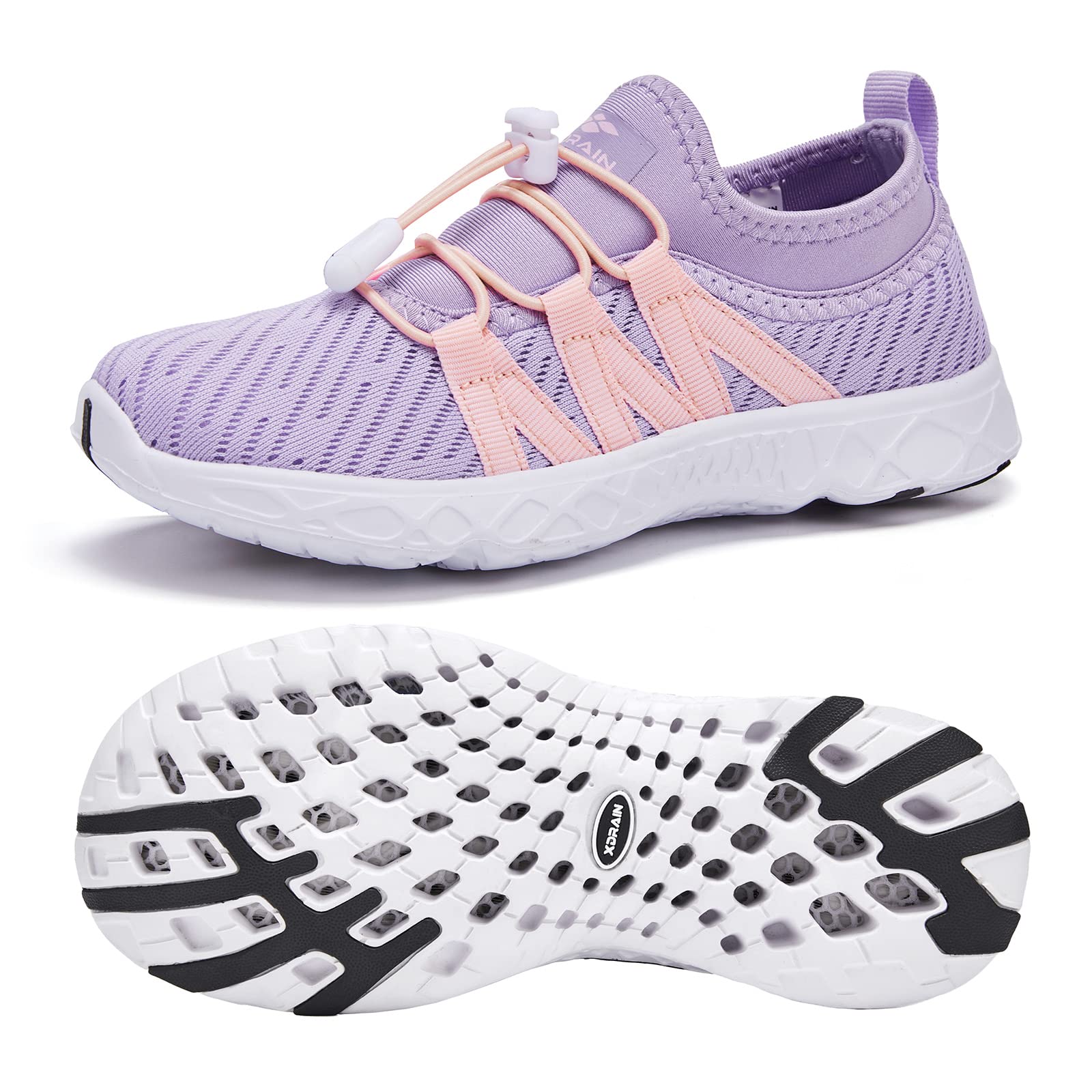 ALEADER Kids Water Shoes Xdrain Aqua Shoes for Girls Quick Dry Lightweight Swim Shoes Purple/Pink 2 M US Little Kid