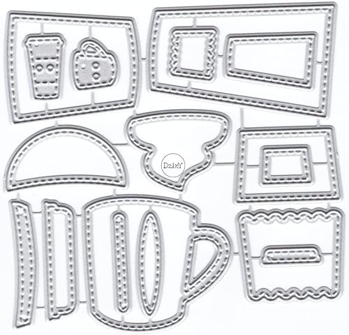 DzIxY Tazas de café sabrosas troqueles de corte de metal para kit de fabricación de tarjetas, juegos de troqueles de papel en relieve, plantillas