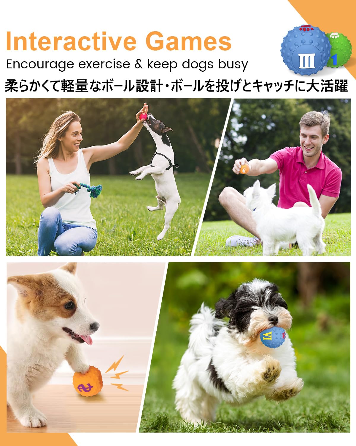 Amazon | SCHITEC 犬 おもちゃ ボール 音の出る 【4個セット 文字付き