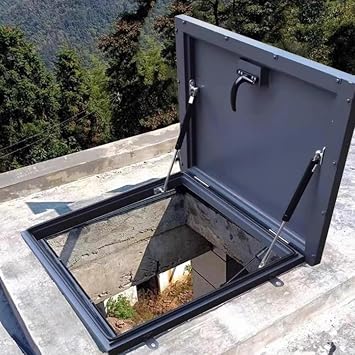 Roof Deck Hatch, Attic Staircase Opening Door with Gas Struts & Lock Handle, Roof Access Lid for Wellheads, Cellar, Manhole, Inspection Port,LxW-60x50cm