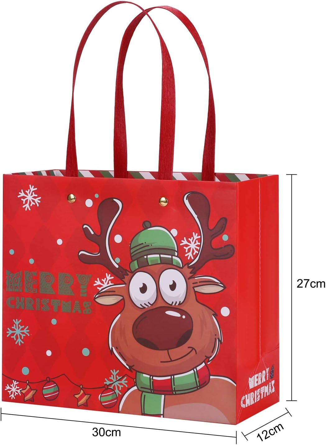 IBLUELOVER 5pcs Christmas Party Bags Elk Paper Gift Bags Carrier Bags with Handle Xmas Recycled Present Wrapping Boxes Holiday Party Favour Treat Bag for Shopping Grocery Baking Candy - Image 4