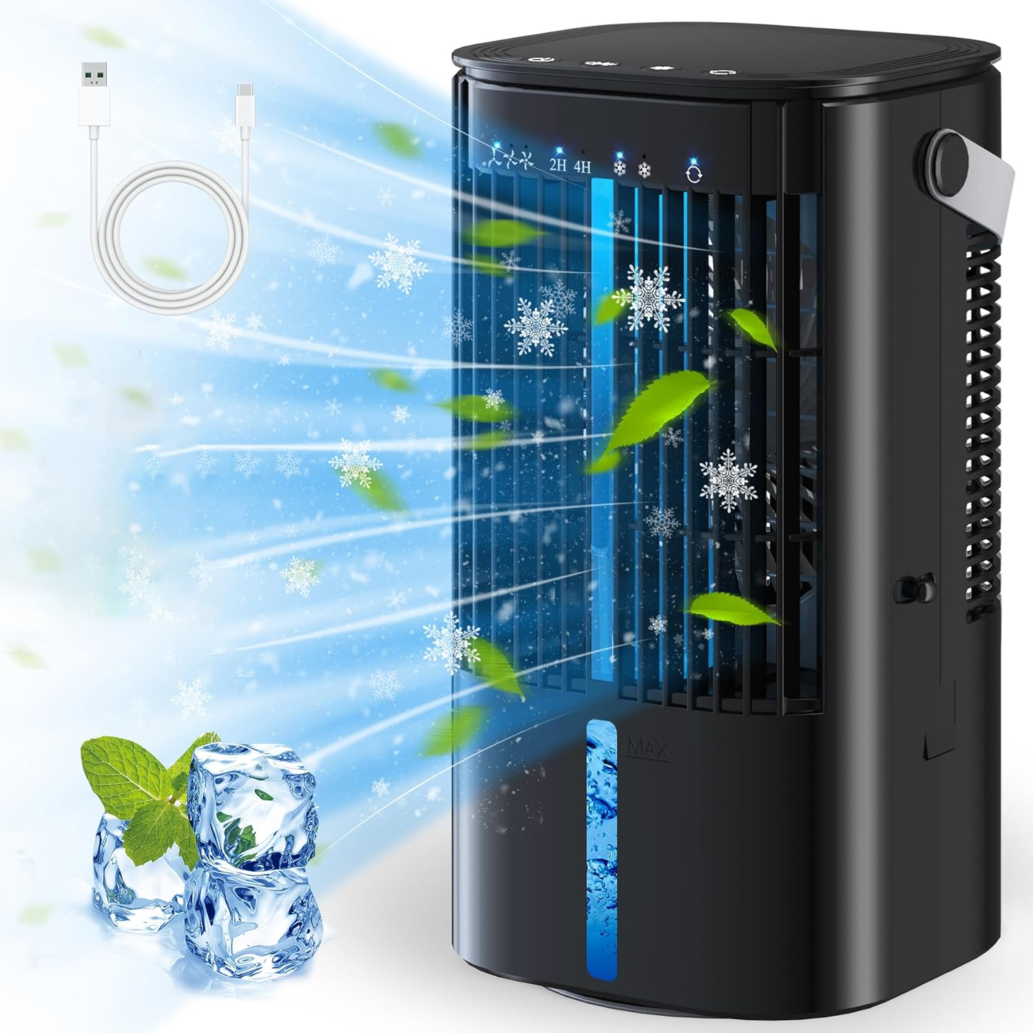 Portable Air Conditioners 32 oz Mini Ac Misting Fan With 3 Wind Speed 2 Cooling Spray Oscillating Timer