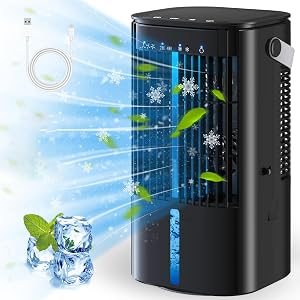 Portable Air Conditioners 32 oz Mini Ac Misting Fan With 3 Wind Speed 2 Cooling Spray Oscillating Timer