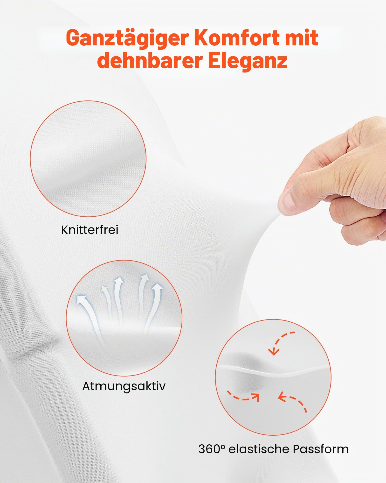 VEVOR Stuhlhussen Stuhlbezug 30 STK. waschbarer & Abnehmbarer Stuhlüberzug aus Polyester-Spandex für Hochzeitsfeiern Esszimmerbankette Restaurant, passend für Stühle (46 x 50 x 86 cm) Weiß