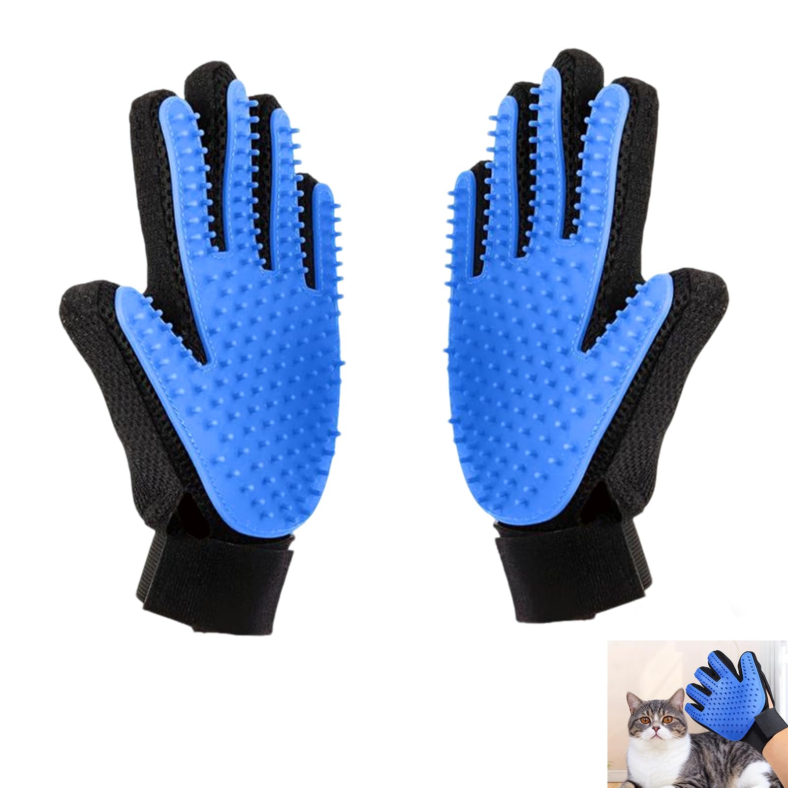 Guantes para el Aseo de Mascotas, Guante Quita Pelos Mascota y Perros para Retirar Pelo Suelto, Diseño Transpirable con Silicona Suave y Cierre Ajustable, Ideal para Pelo Corto o Largo, 1 Par