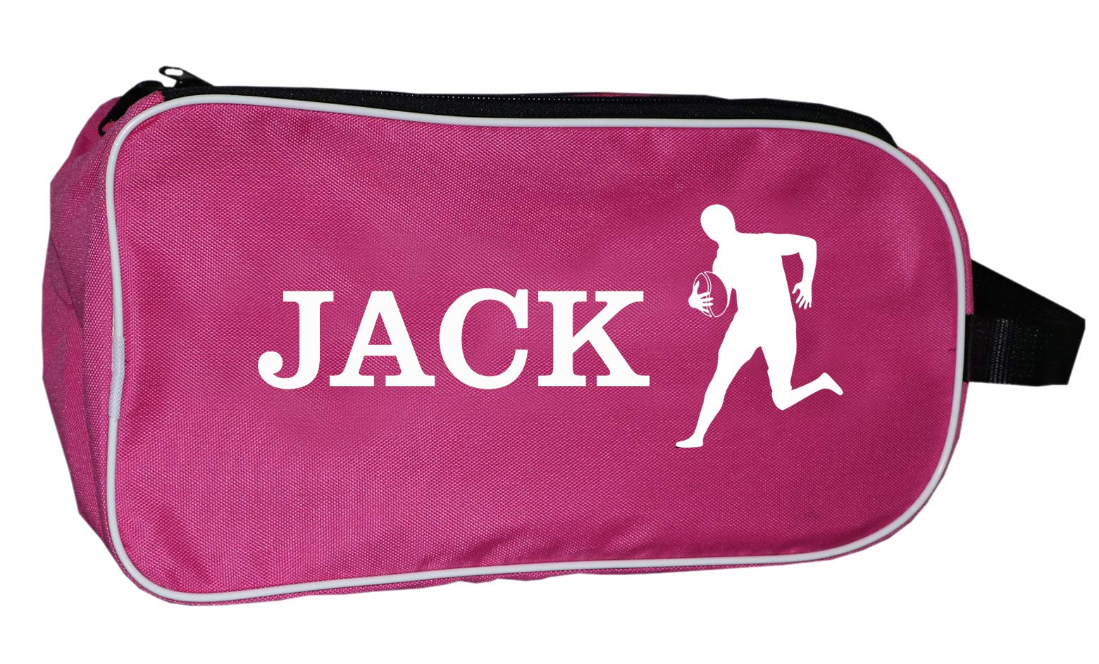 PROSTYLE SPORTS Personalised Football Boot Bag, Shoes bag (Pink) (Rugby Player)