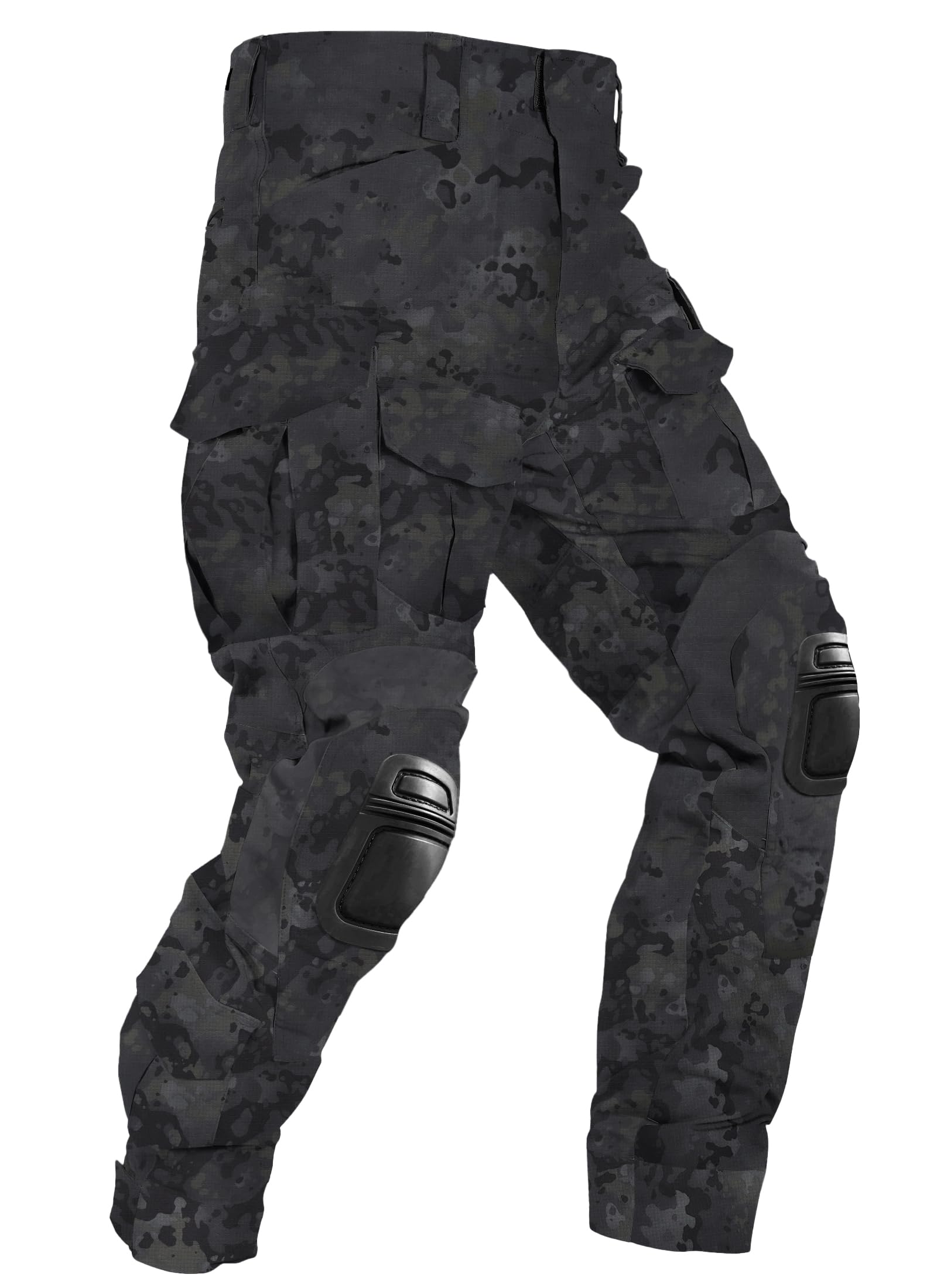 Men’s Tactical Pants with Knee Pads Camo Cargo Pants Waterproof Hiking Pants 10 Pockets No Belt