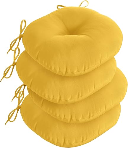 downluxe Cojines redondos para sillas de exterior, impermeables, de espuma viscoelástica, para muebles de patio, 15 x 15 pulgadas, color amarillo,