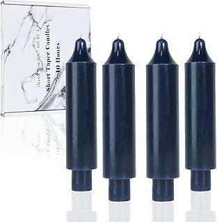Navy Short Taper Candles 6 inch Candle Sticks Unscented Dinner Candle Dripless for Home Decor,Christmas Table Decor，Weddings Festive Party Women Gifts，Set of 4