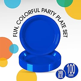 Exquisite Party Solids Dark Blue Plastic Plates For Party 10 Dark Blue Disposable Plates Heavy Duty 100 Pcs Plastic Dinnerware Sets Heavy Duty 350 GSM Disposable Dinnerware Set