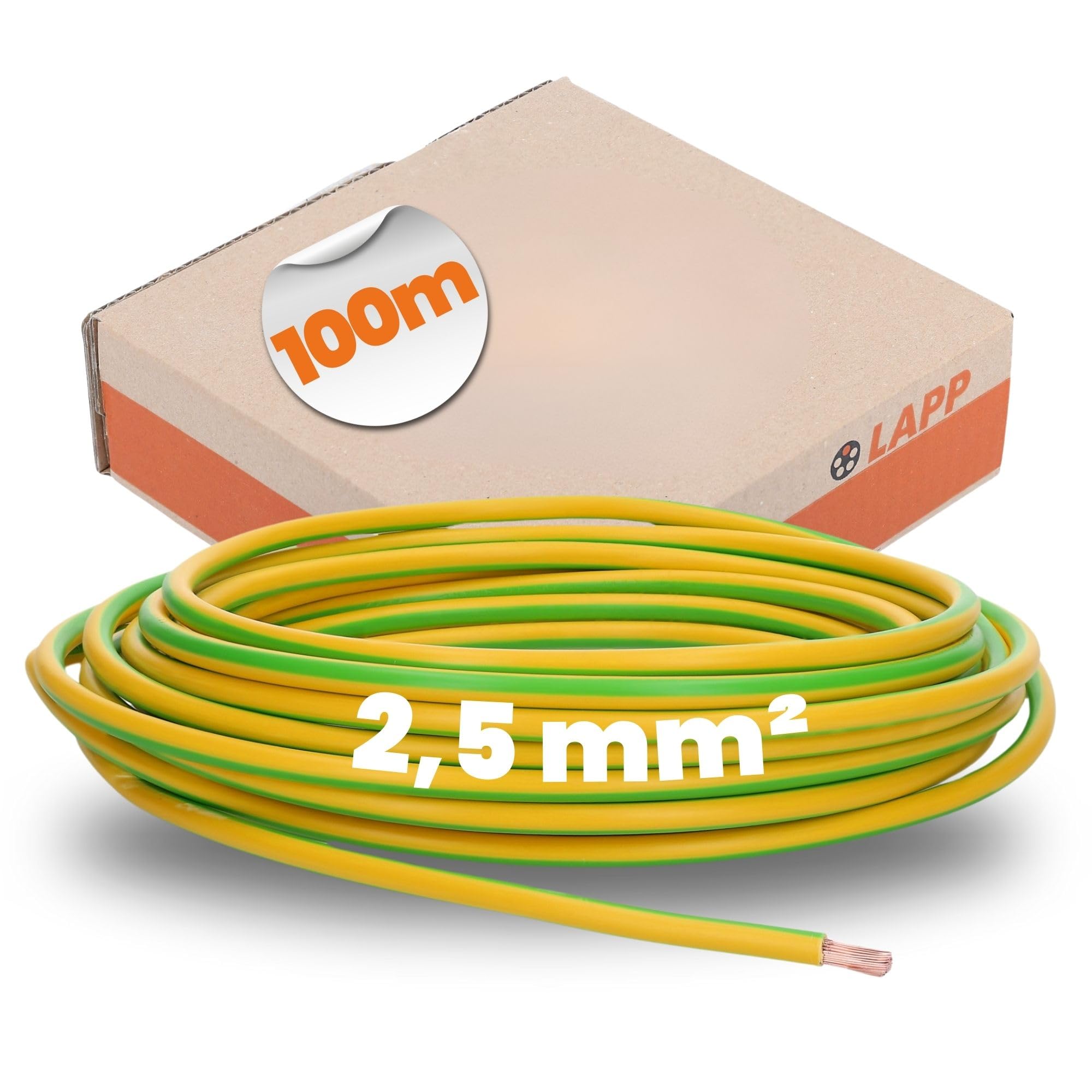 Lapp Câble H07V-K HAR - 1 x 2,5 mm² - 100 m - Vert/Jaune - Fil en Cuivre