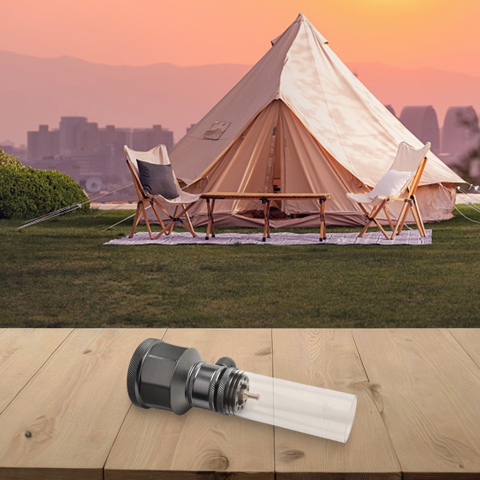 Zilimontt Lanterne à gaz d'extérieur pour camping, lanterne à gaz d'extérieur réglable, kit de bougies de camping (lanterne à gaz avec réservoir)