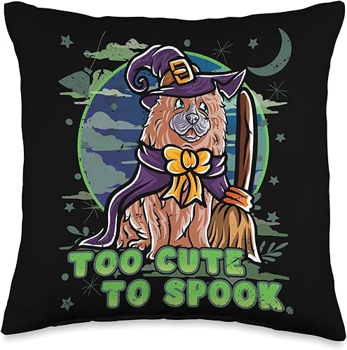 Miniatura 4 de BCC Chow Chow Shirts & Asian Dog Lover Gifts Chow Happy Halloween Costume Witch Throw Pillow, 18x18, Multicolor