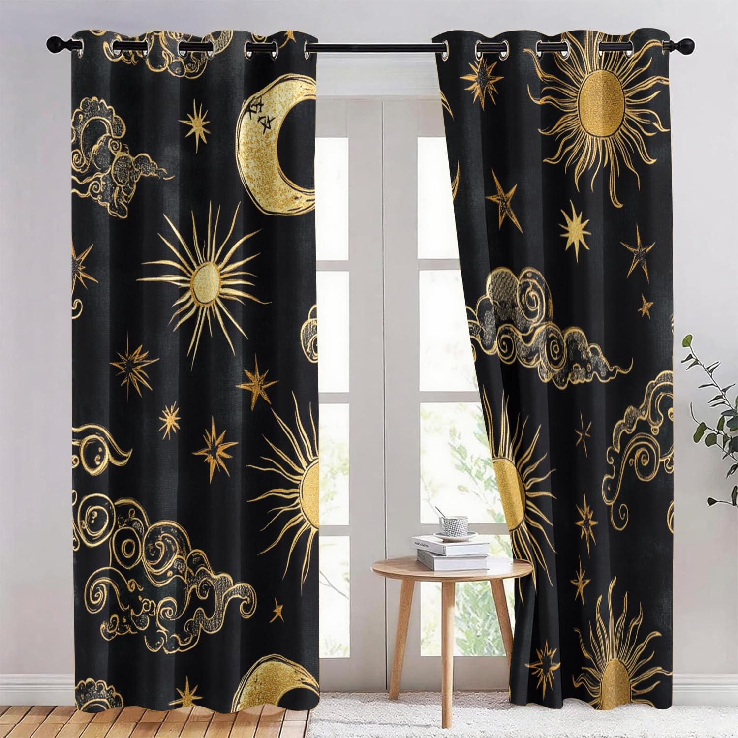Générique Licorne Étoilée 3D Imprimé Oeillets Opaque Thermiques Rideau Fenetre Anti Bruit Décoration 280X245Cm pour Salon Cuisine Bébé Rideau Occultant 2 Pièces pour Chambre d'enfant