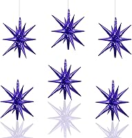 Vista 38 de 6 Globos de Papel de Aluminio con Forma de Estrella Negra de Una Pieza, Globo de Estrella de 14 Puntas 4D Cono Starburst de Mylar de 22 Pulgadas