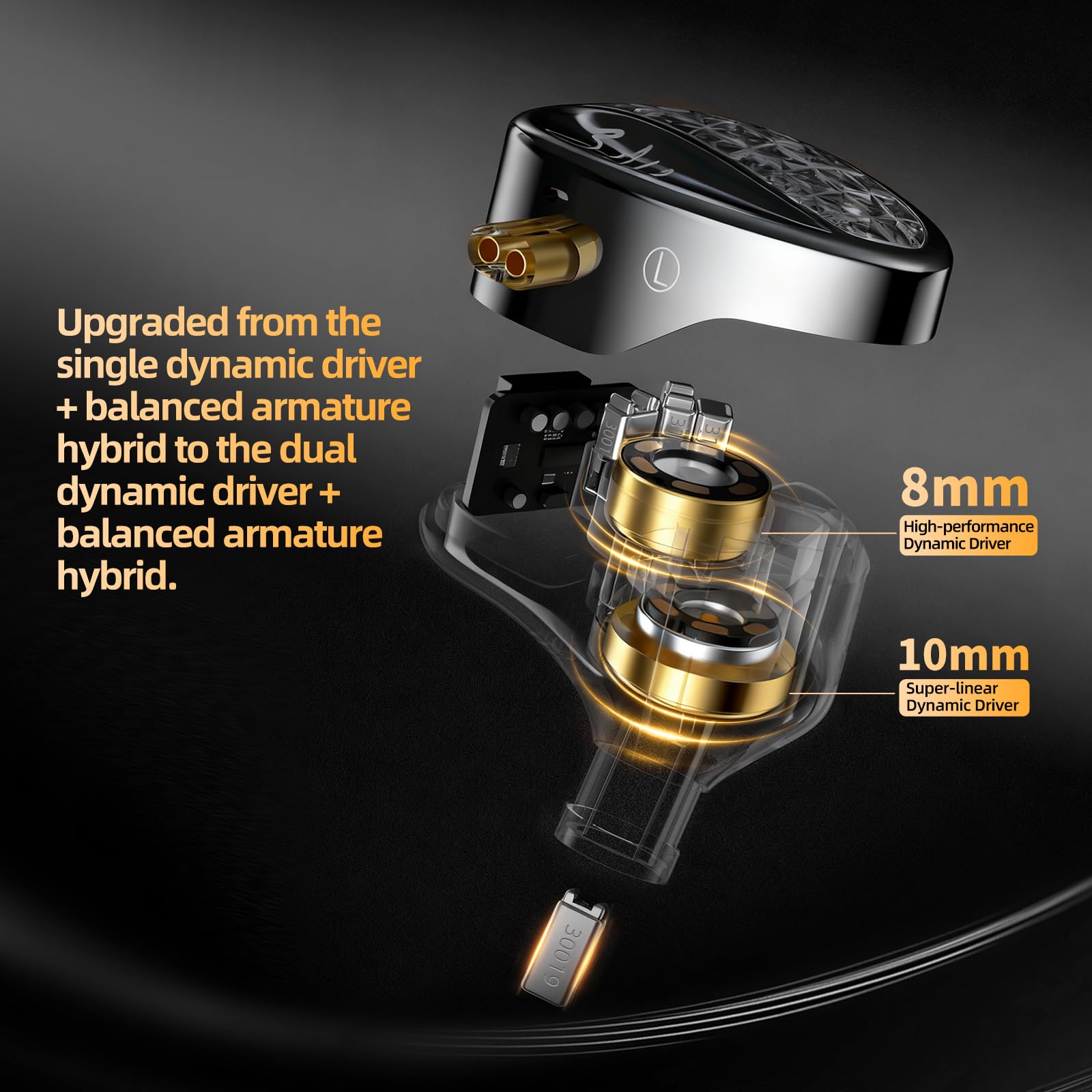KZ ZA12 - Cuffie intrauricolari con monitor IEM, driver ibridi 2DD+4BA, con isolamento acustico IEM con sintonizzazione a 4 livelli per musicisti, ingegneri, DJ, audiofili e cantanti (DSP, Tuning)