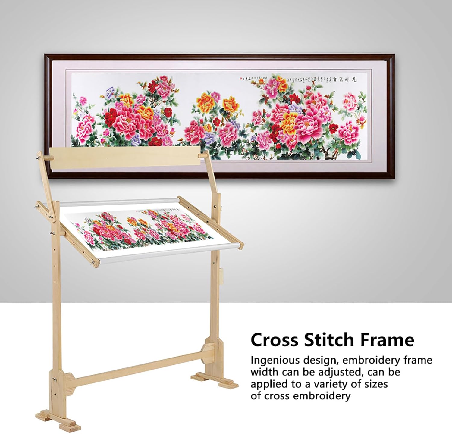 Embroidery Cross Stitch Frame Stand, 360° Adjustable Embroidery Wood Stand, Sturdy Thick Hardened Wood Cross Stitch Rack for Cross Stitch Needle Work