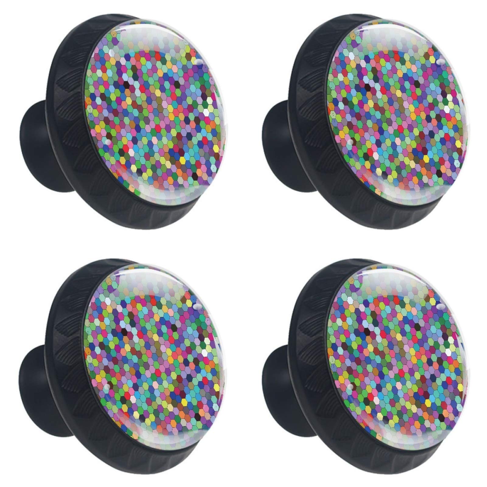 Boutons de meuble ronds en verre coloré lot de 4 poignées géométriques 30mm