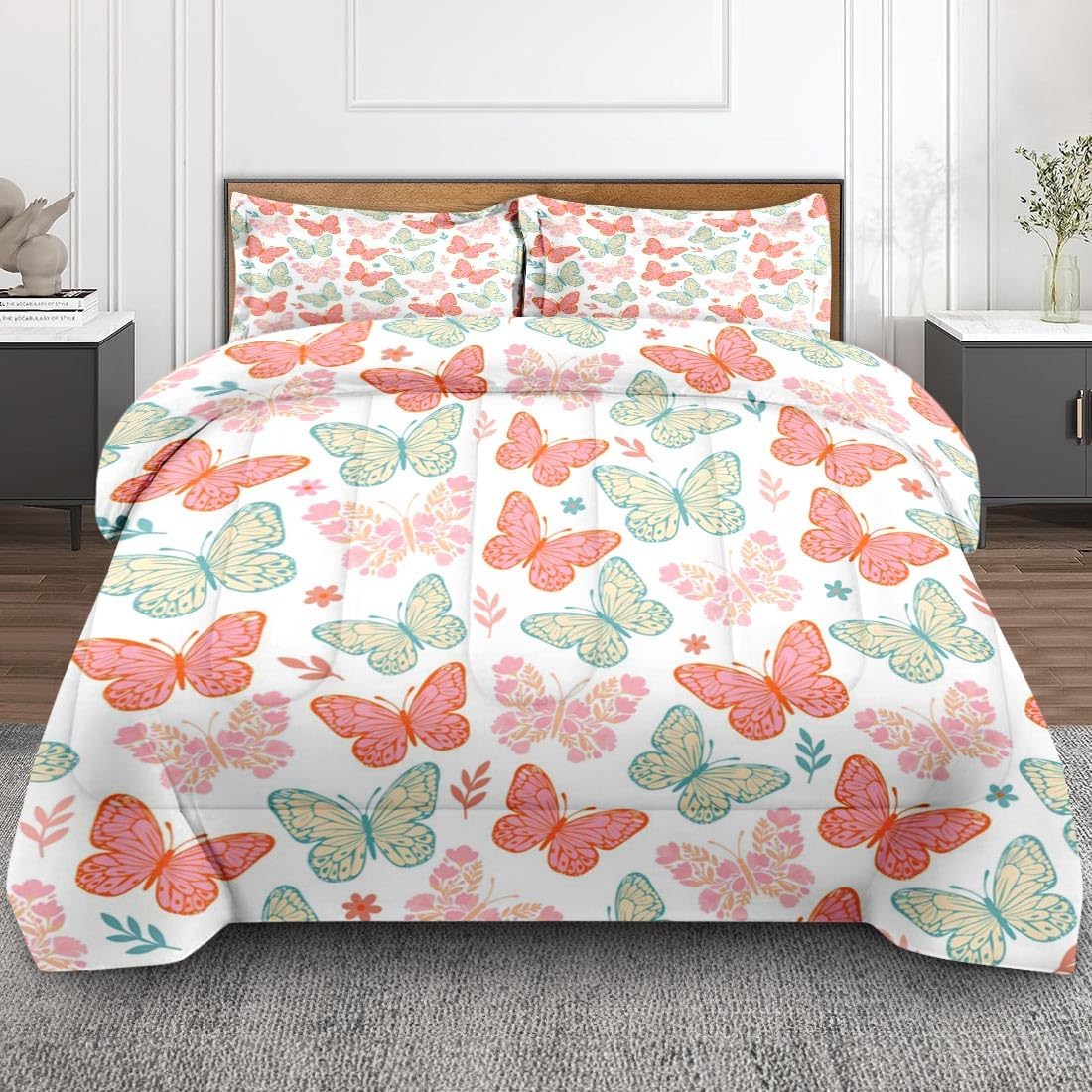 Cute Cat Funny Comforter Set Queen Size Anime Witch Black Includes Comforter & Pillowcase Bedding for All Seasons Kids and Adults Bedroom Bed Decor