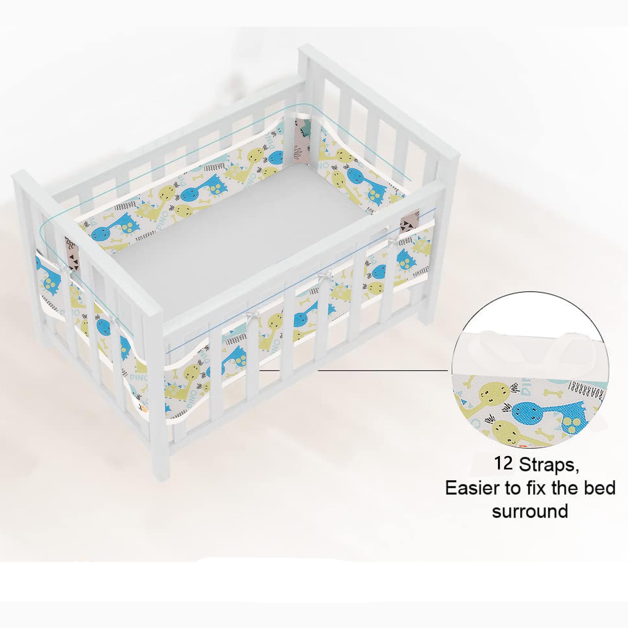 Oscar Home Breathable Mesh Crib Liner Best for Your Baby Safety | Fits Full Four Sides of Crib Bed 28 x 360 cms (Esquire Premium) 4