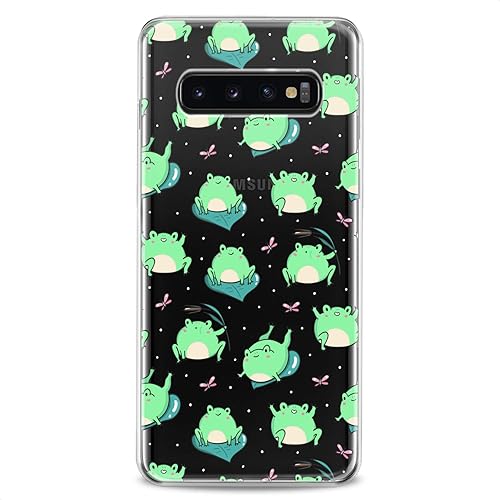 Funda compatible con Samsung S25 S24 S23 FE S22 Plus S21 Ultra S20+ S10e Note 20 S9 Kawaii Frogs Pattern Print Design Colorful Green Slim Fit Linda