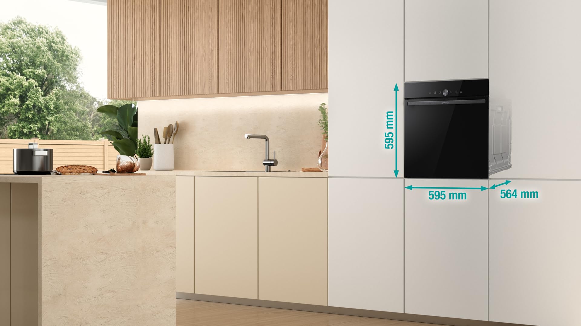 Gorenje OptiBake GO66E Einbau-Backofen 77L PizzaPlus Pizzamode 350°C PyroClean Heißluft AirFry PerfectGrill schwarz